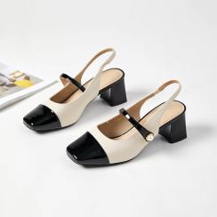 Classic Casual High Heeled Womens Leather Shoes